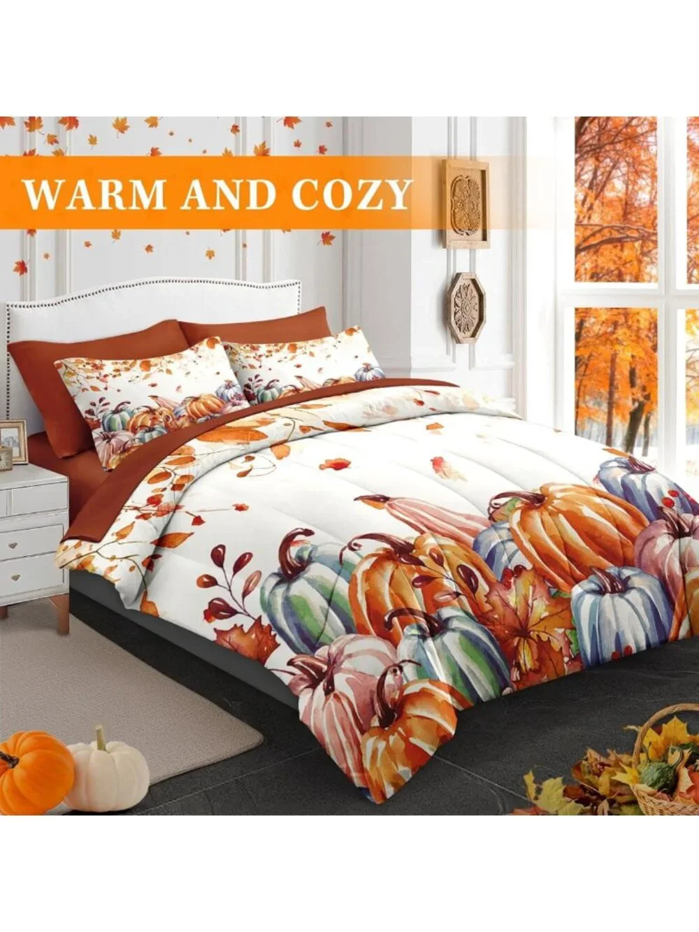 Cozy 7-Piece Full Fall Comforter Set with Sheets | Farmhouse Bedding Essentials